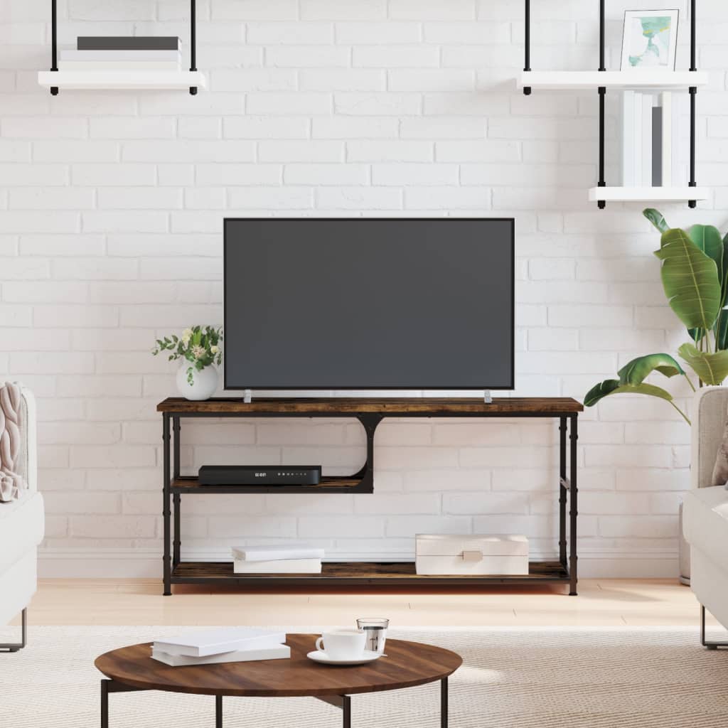 TV-Schrank Räuchereiche 103x38x46,5 cm Holzwerkstoff und Stahl