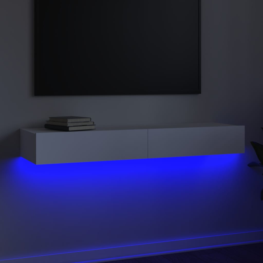 TV-Schrank mit LED-Leuchten Weiß 120x35x15,5 cm