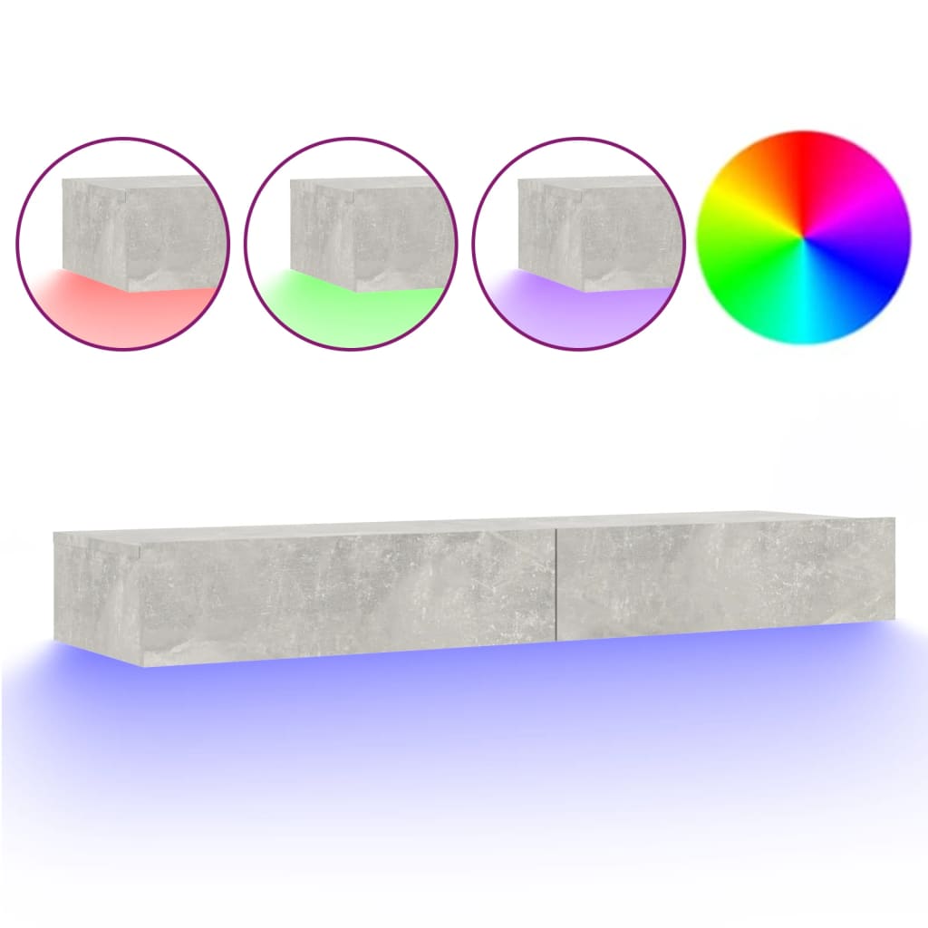 TV-Schrank mit LED-Leuchten Betongrau 120x35x15,5 cm