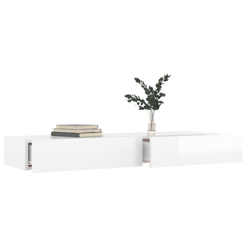 TV-Schrank mit LED-Leuchten Hochglanz-Weiß 120x35x15,5 cm