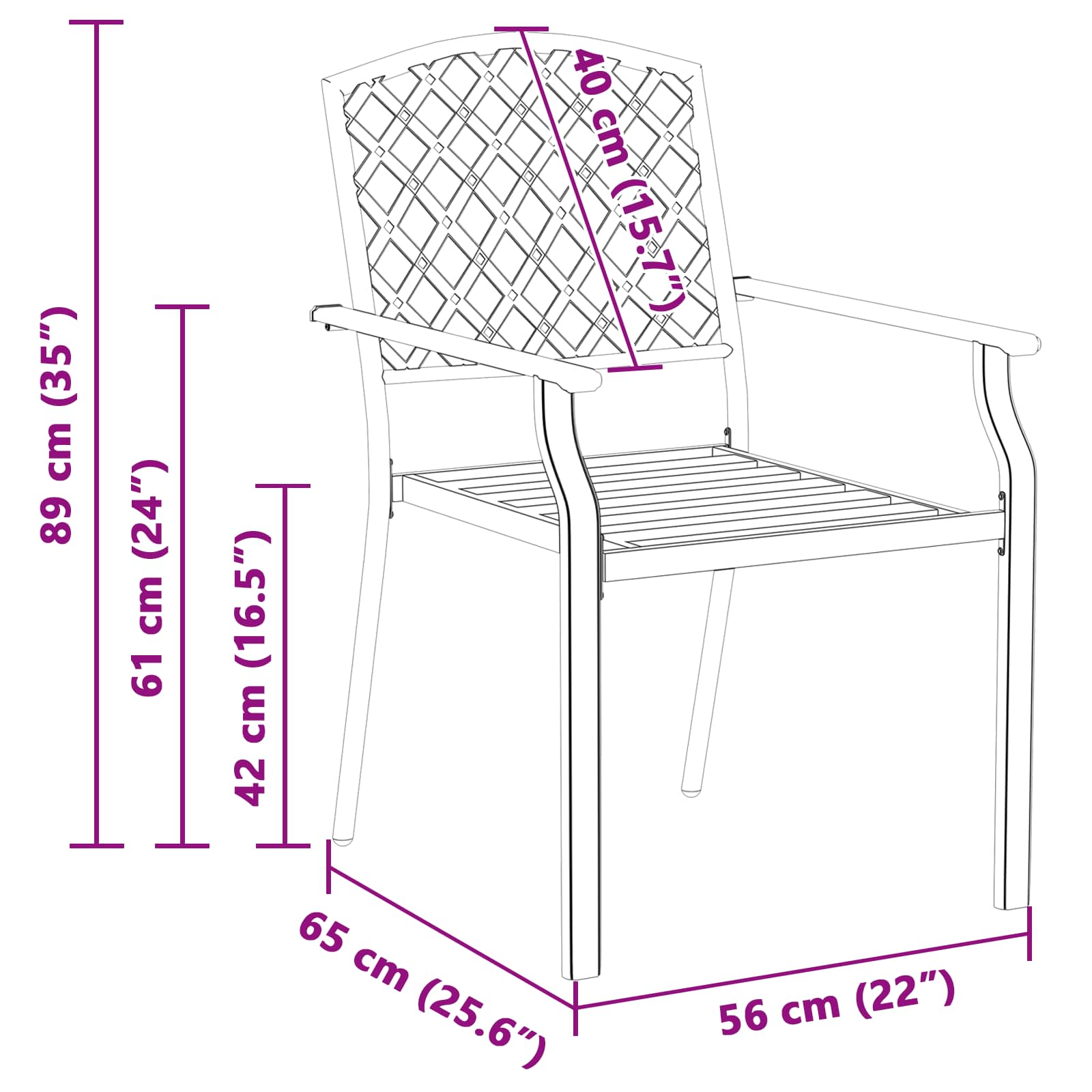 Gartenstuhl 4 pcs Anthrazit 56 x 65 x 89 cm Stahl