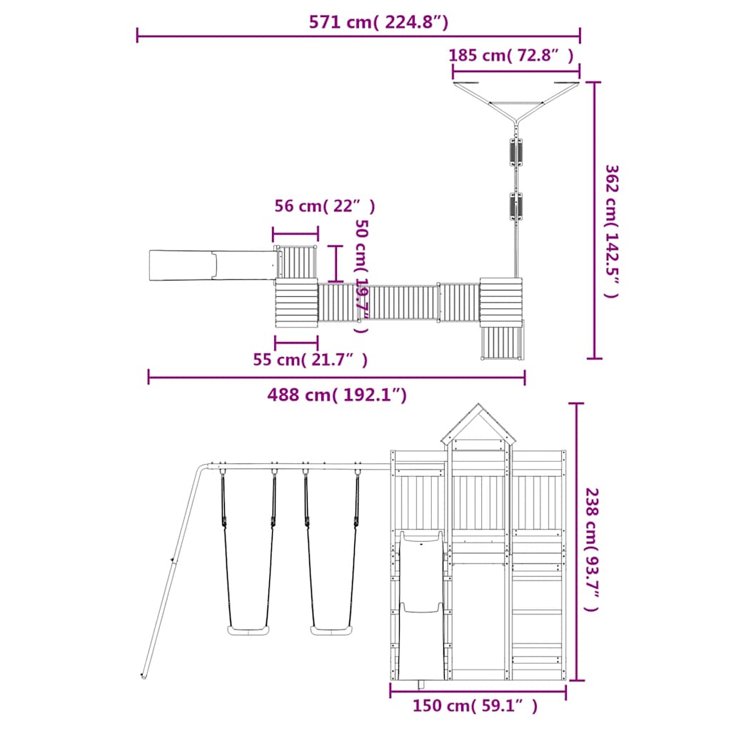 Spielturm Imprägniertes Kiefernholz