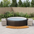 Whirlpool-Umrandung Grau Poly Rattan und Massivholz Akazie