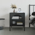 Nachttisch Schwarz 50x35x60 cm Glas und Stahl