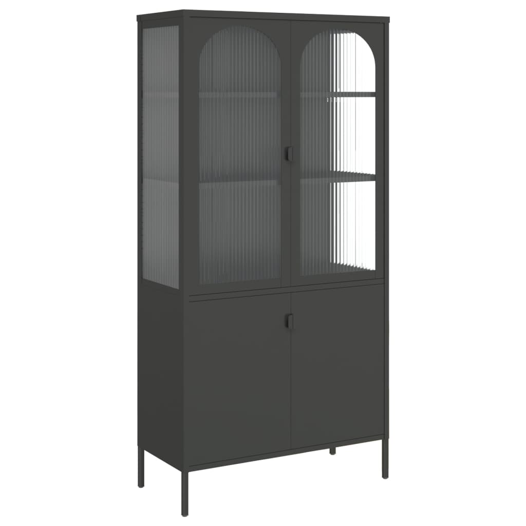 Highboard Schwarz 90x40x180 cm Glas und Stahl
