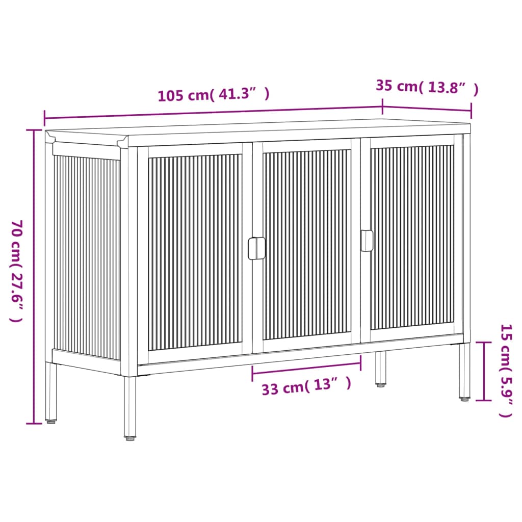 Sideboard Schwarz 105x35x70 cm Glas und Stahl