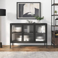 Sideboard Schwarz 105x35x70 cm Glas und Stahl