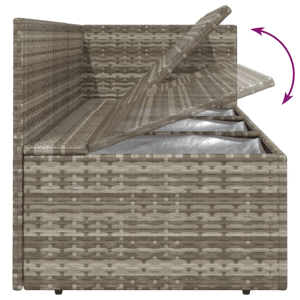 6-tlg. Garten-Lounge-Set mit Kissen Grau Poly Rattan