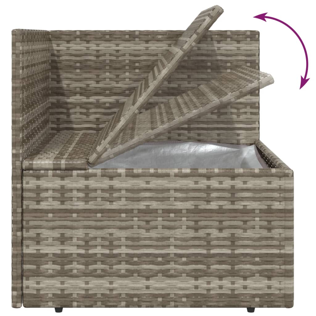 6-tlg. Garten-Lounge-Set mit Kissen Grau Poly Rattan