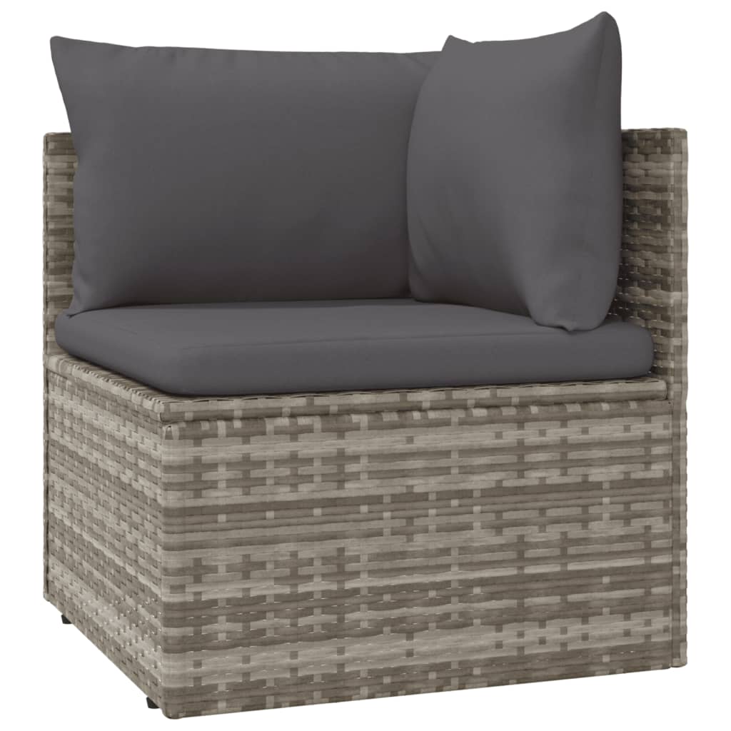 4-tlg. Garten-Lounge-Set mit Kissen Grau Poly Rattan
