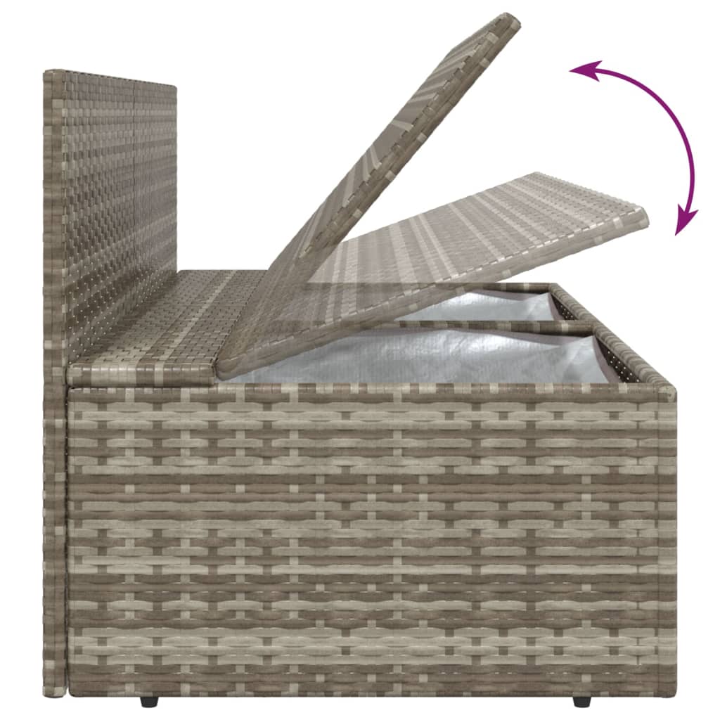 4-tlg. Garten-Lounge-Set mit Kissen Grau Poly Rattan