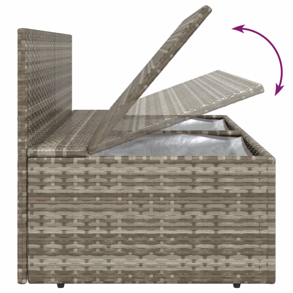 5-tlg. Garten-Lounge-Set mit Kissen Grau Poly Rattan