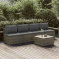 5-tlg. Garten-Lounge-Set mit Kissen Grau Poly Rattan