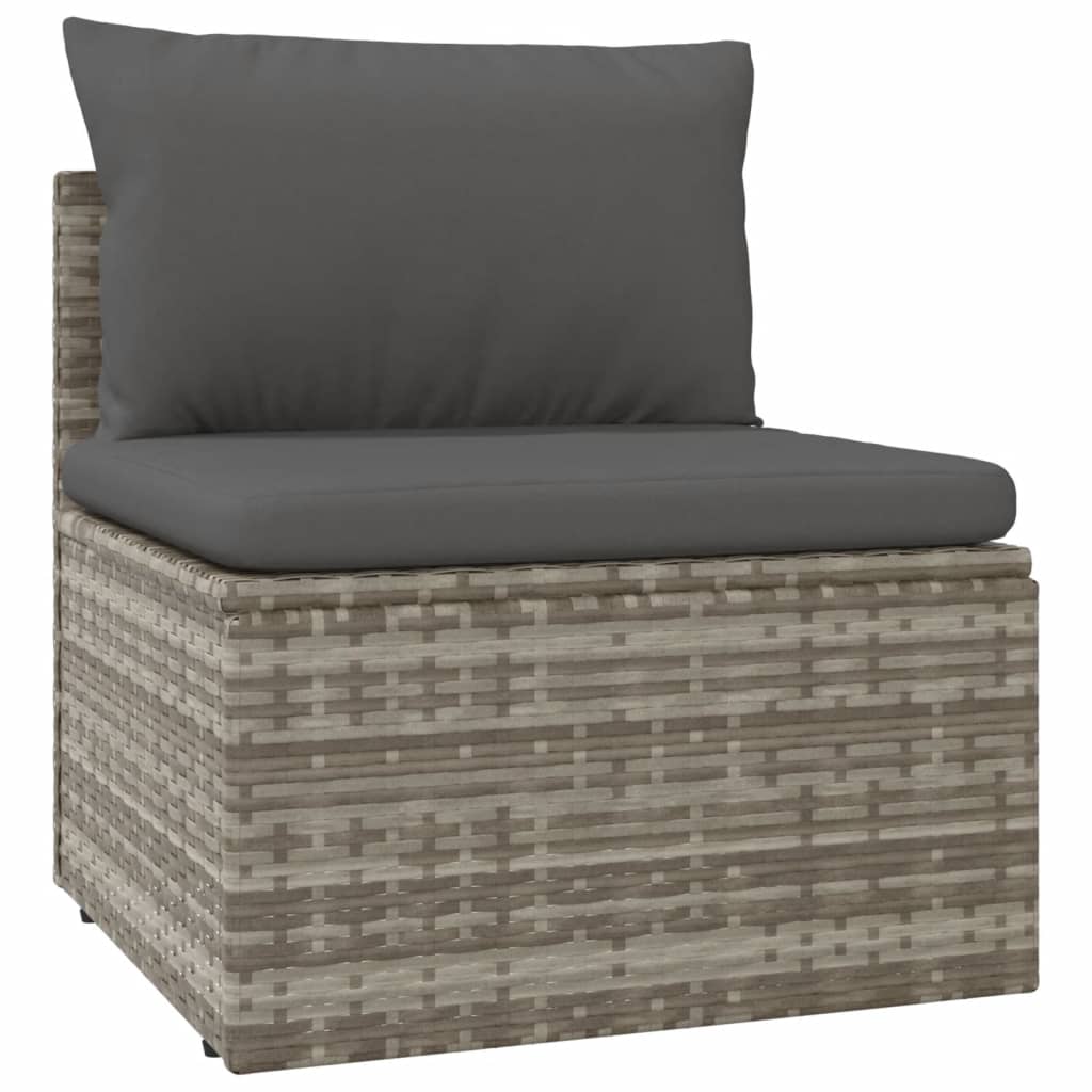 8-tlg. Garten-Lounge-Set mit Kissen Grau Poly Rattan