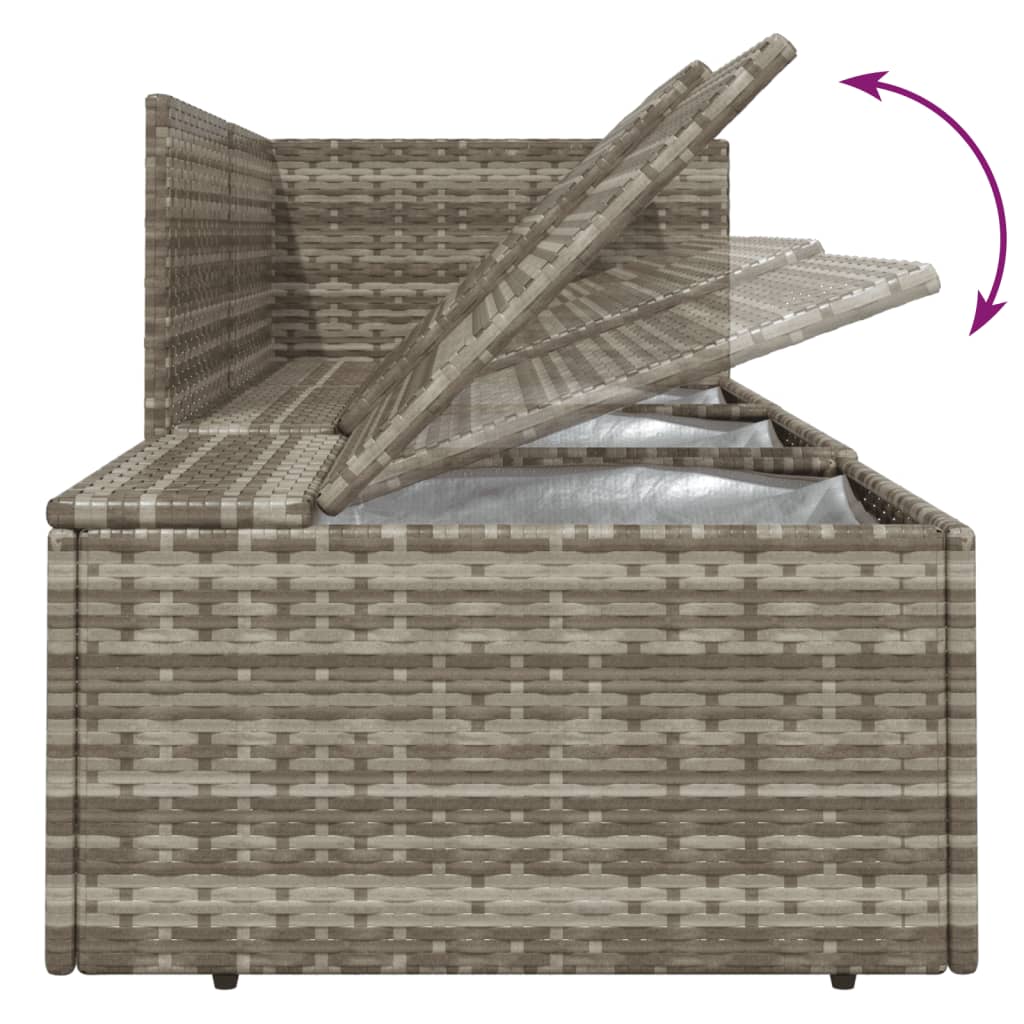 8-tlg. Garten-Lounge-Set mit Kissen Grau Poly Rattan
