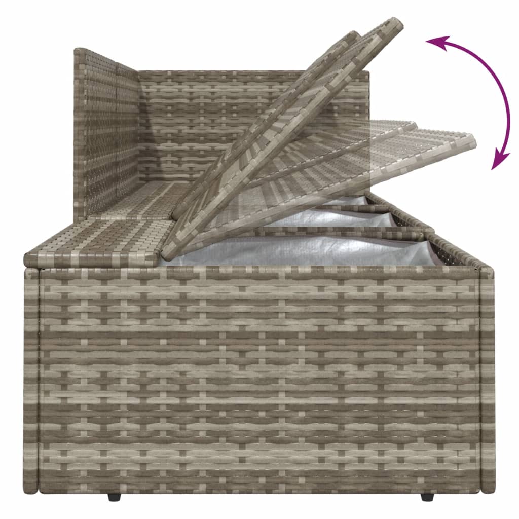 8-tlg. Garten-Lounge-Set mit Kissen Grau Poly Rattan