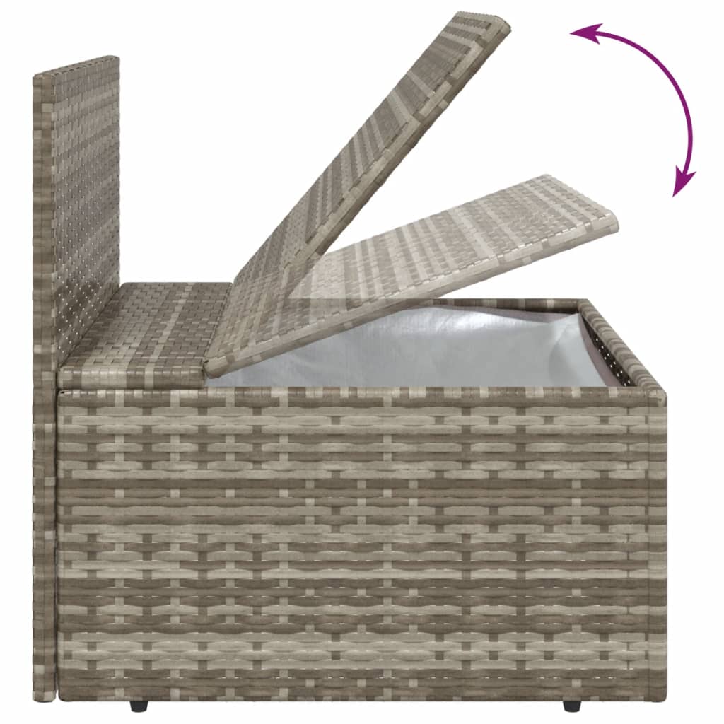 5-tlg. Garten-Lounge-Set mit Kissen Grau Poly Rattan