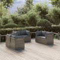 Garten-Ecksofa 6 Stk. Grau 57x57x56 cm Poly Rattan