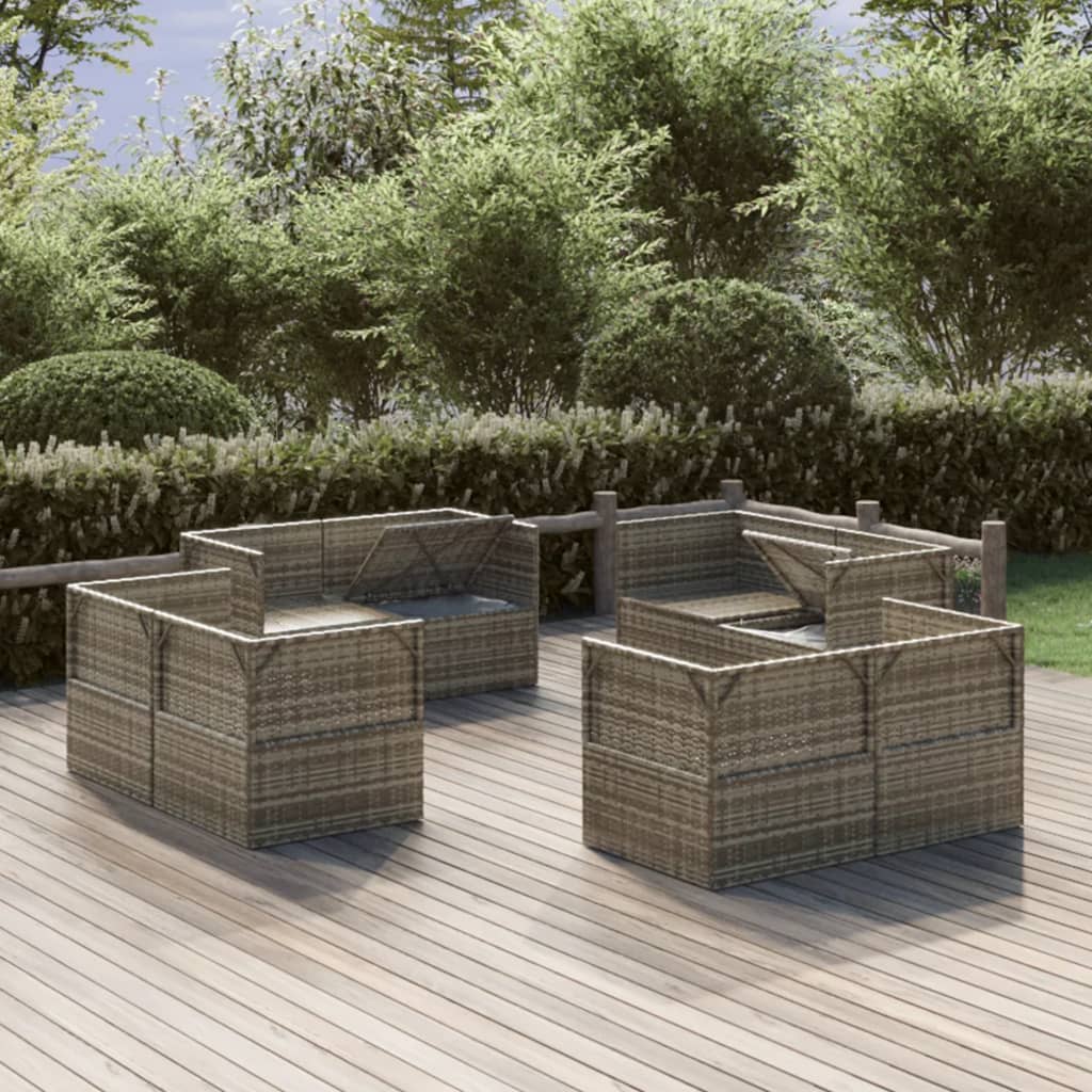 Garten-Ecksofas 8 Stk. Grau 57x57x56 cm Poly Rattan