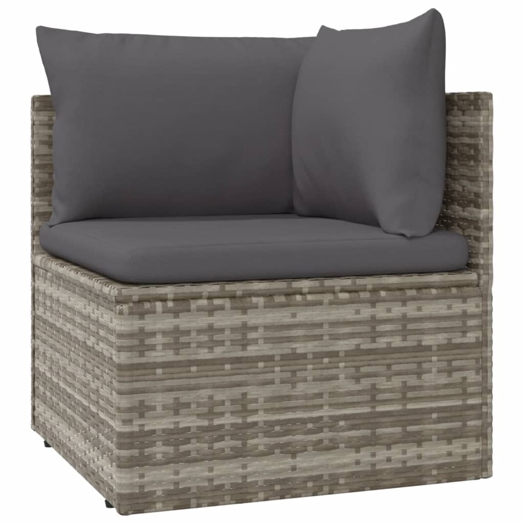 Garten-Ecksofas 8 Stk. Grau 57x57x56 cm Poly Rattan