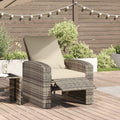 Gartensessel Verstellbar mit Kissen Hellbraun Poly Rattan