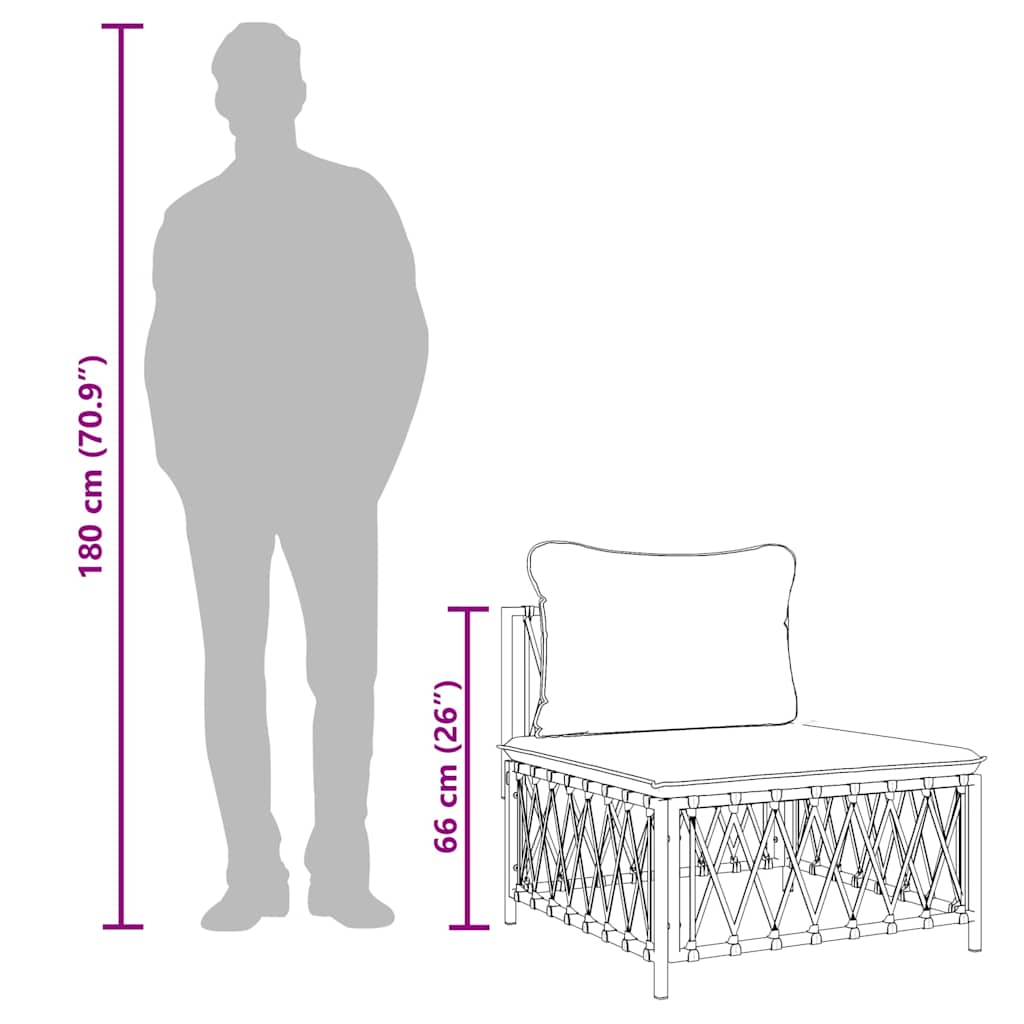 Garten-Mittelsofa mit Kissen Weiß Gewebe