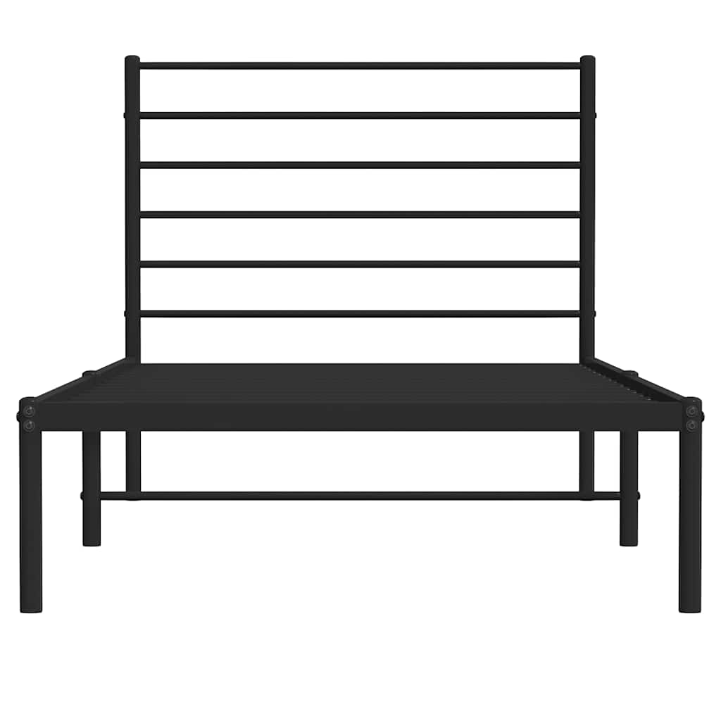 Bettgestell mit Kopfteil Metall Schwarz 75x190 cm