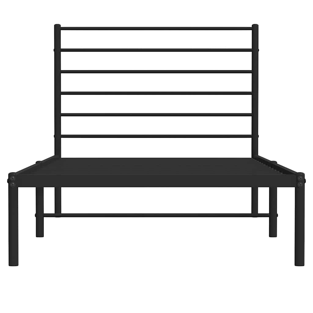 Bettgestell mit Kopfteil Metall Schwarz 90x200 cm