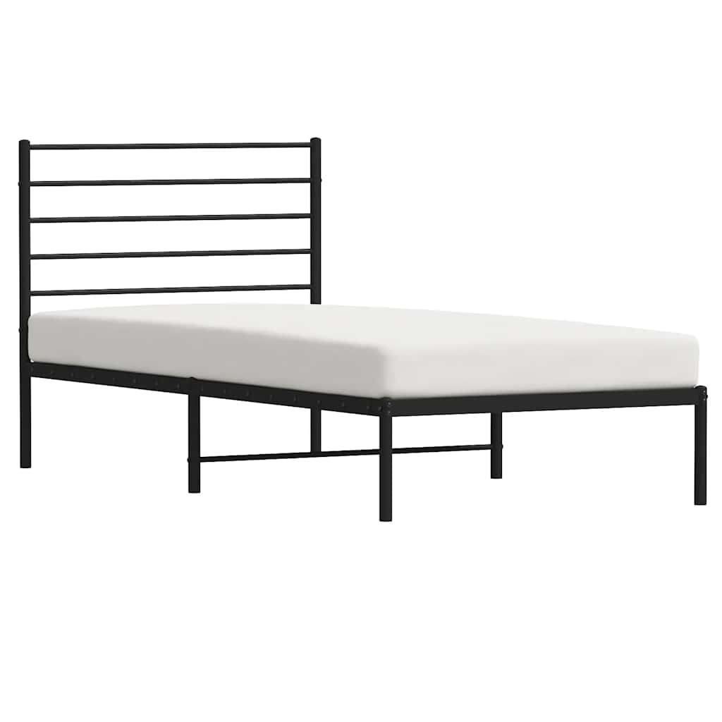 Bettgestell mit Kopfteil Metall Schwarz 100x200 cm