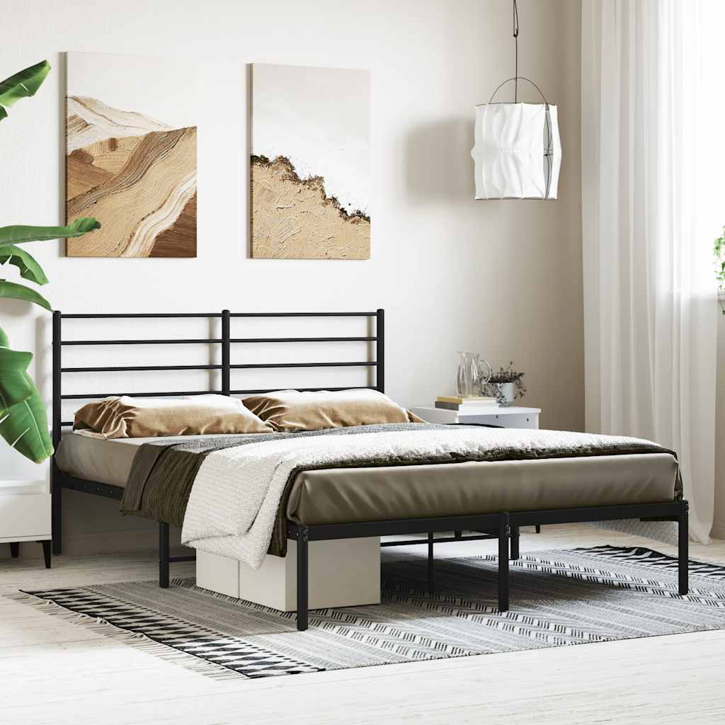 Bettgestell mit Kopfteil Metall Schwarz 140x200 cm