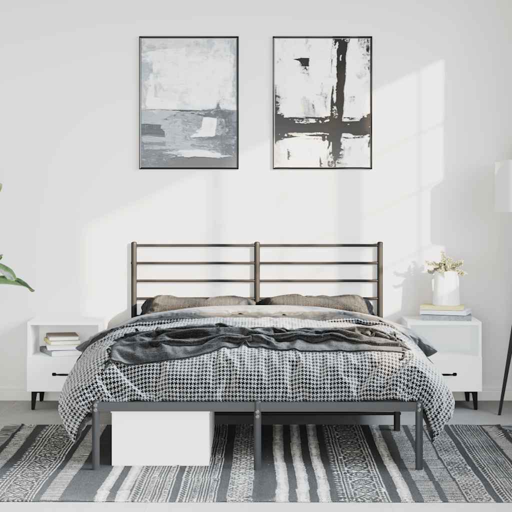 Bettgestell mit Kopfteil Metall Schwarz 150x200 cm