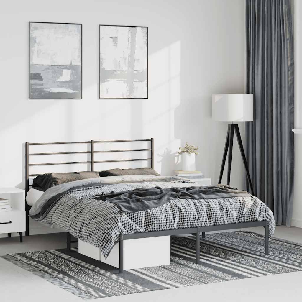 Bettgestell mit Kopfteil Metall Schwarz 150x200 cm
