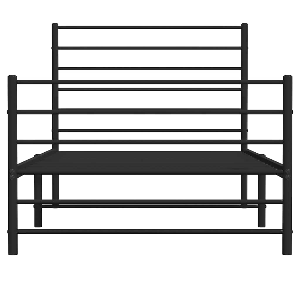 Bettgestell mit Kopf- und Fußteil Metall Schwarz 90x190 cm