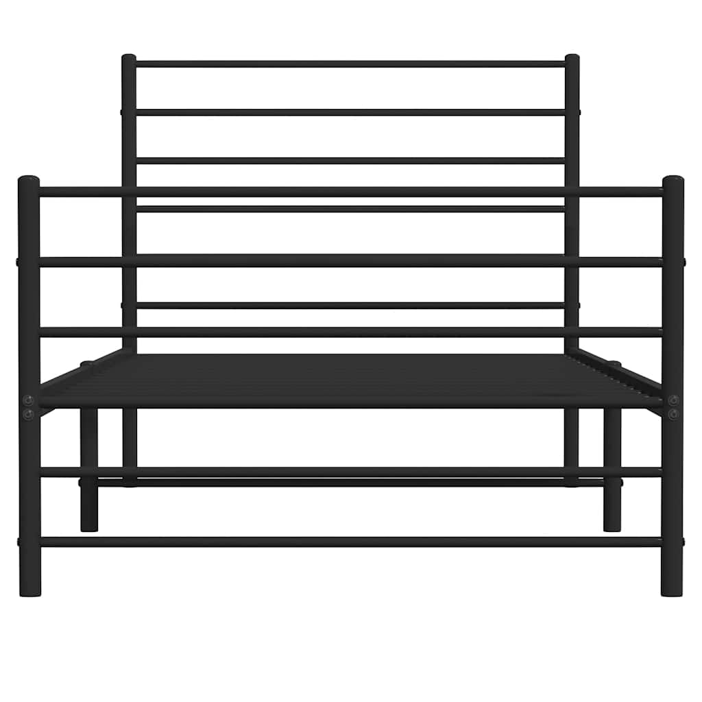 Bettgestell mit Kopf- und Fußteil Metall Schwarz 100x190 cm