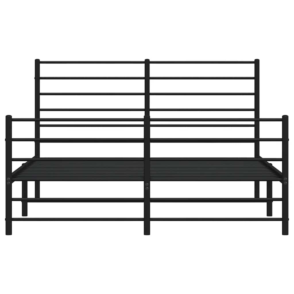 Bettgestell mit Kopf- und Fußteil Metall Schwarz 150x200 cm