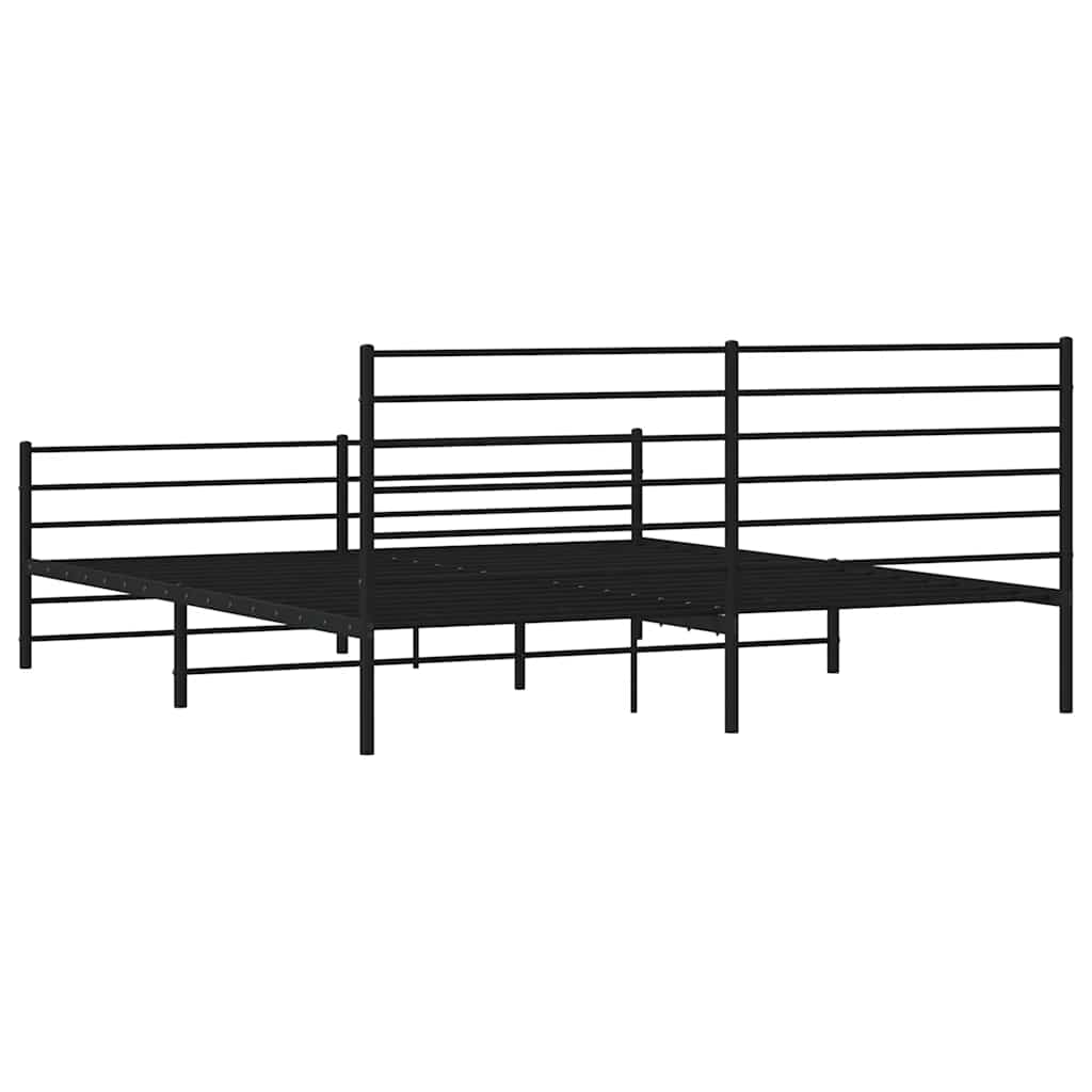 Bettgestell mit Kopf- und Fußteil Metall Schwarz 183x213 cm