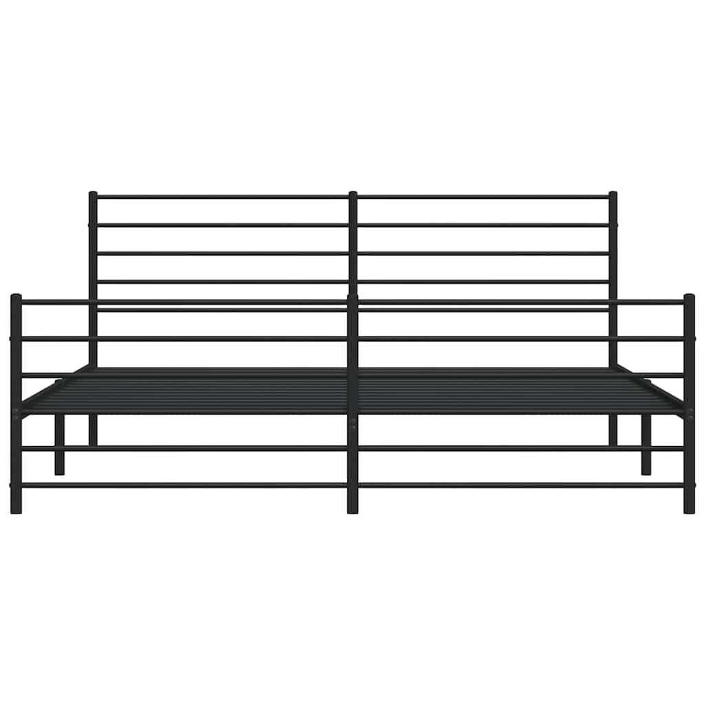 Bettgestell mit Kopf- und Fußteil Metall Schwarz 193x203 cm