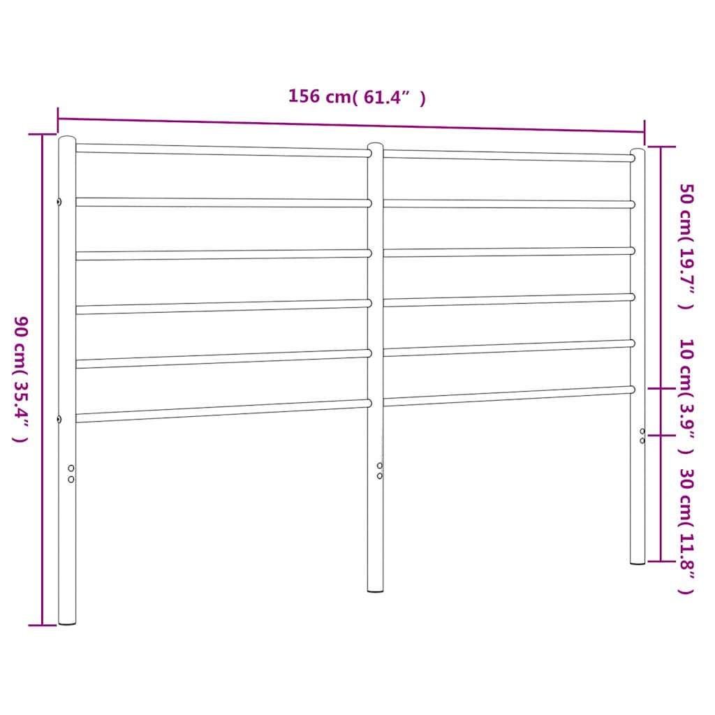 Ersatz-Kopfteil Metall Schwarz 150 cm