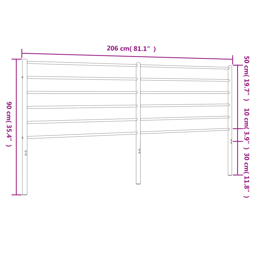 Ersatz-Kopfteil Metall Schwarz 200 cm