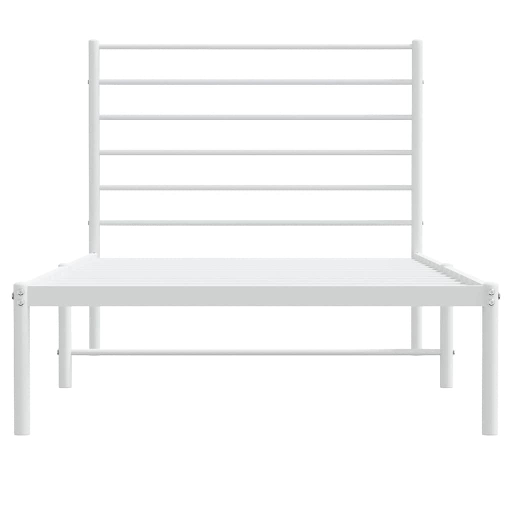 Bettgestell mit Kopfteil Metall Weiß 100x200 cm