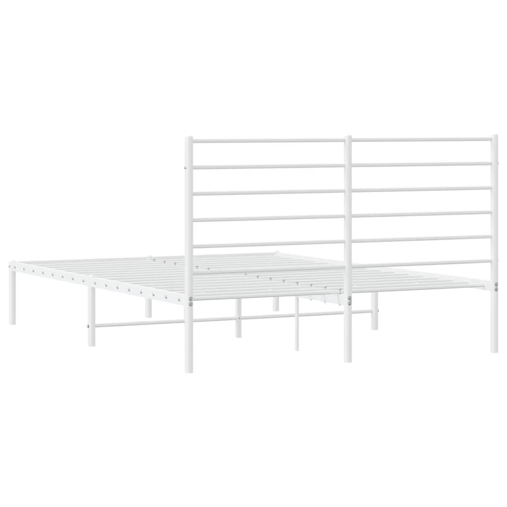 Bettgestell mit Kopfteil Metall Weiß 120x200 cm