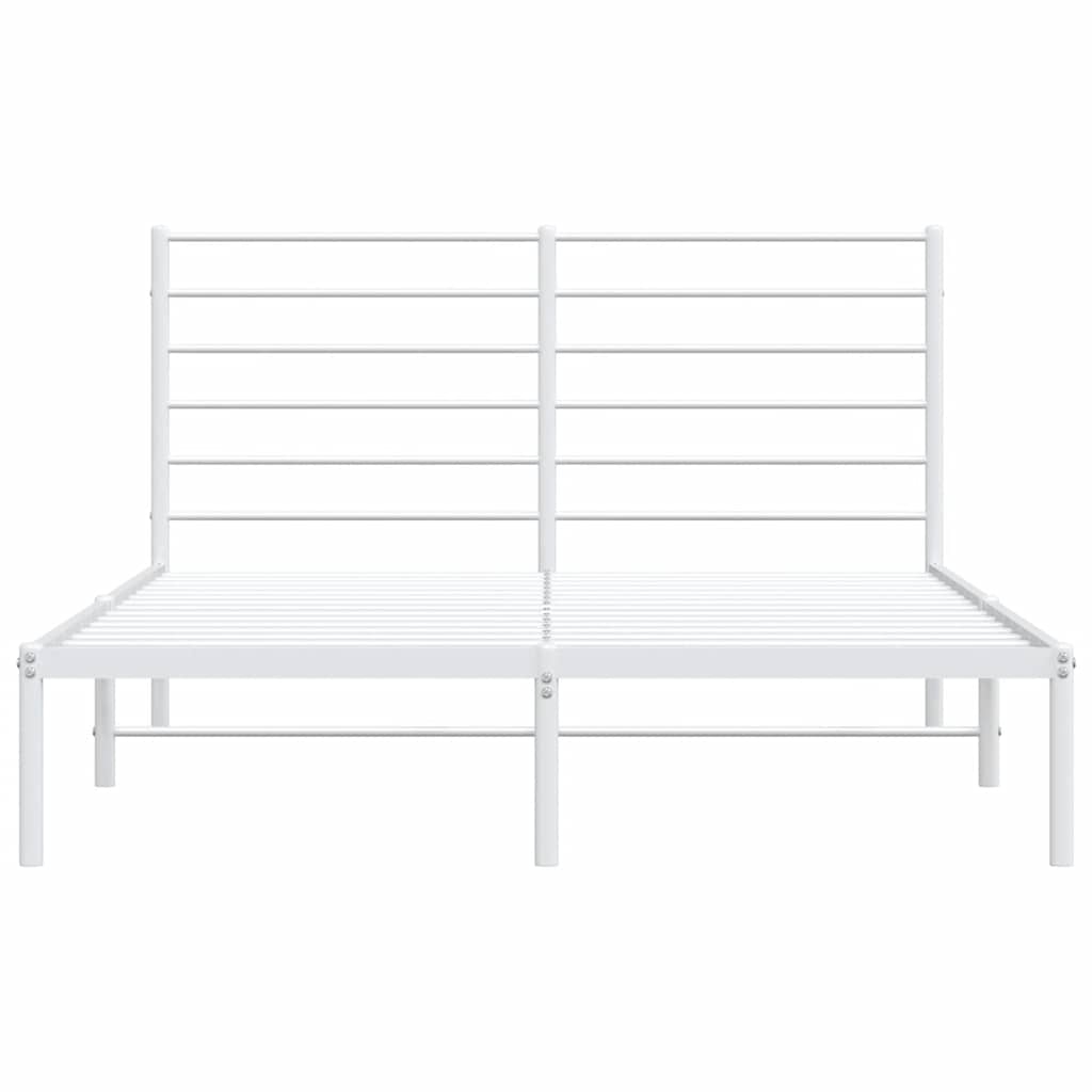 Bettgestell mit Kopfteil Metall Weiß 135x190 cm