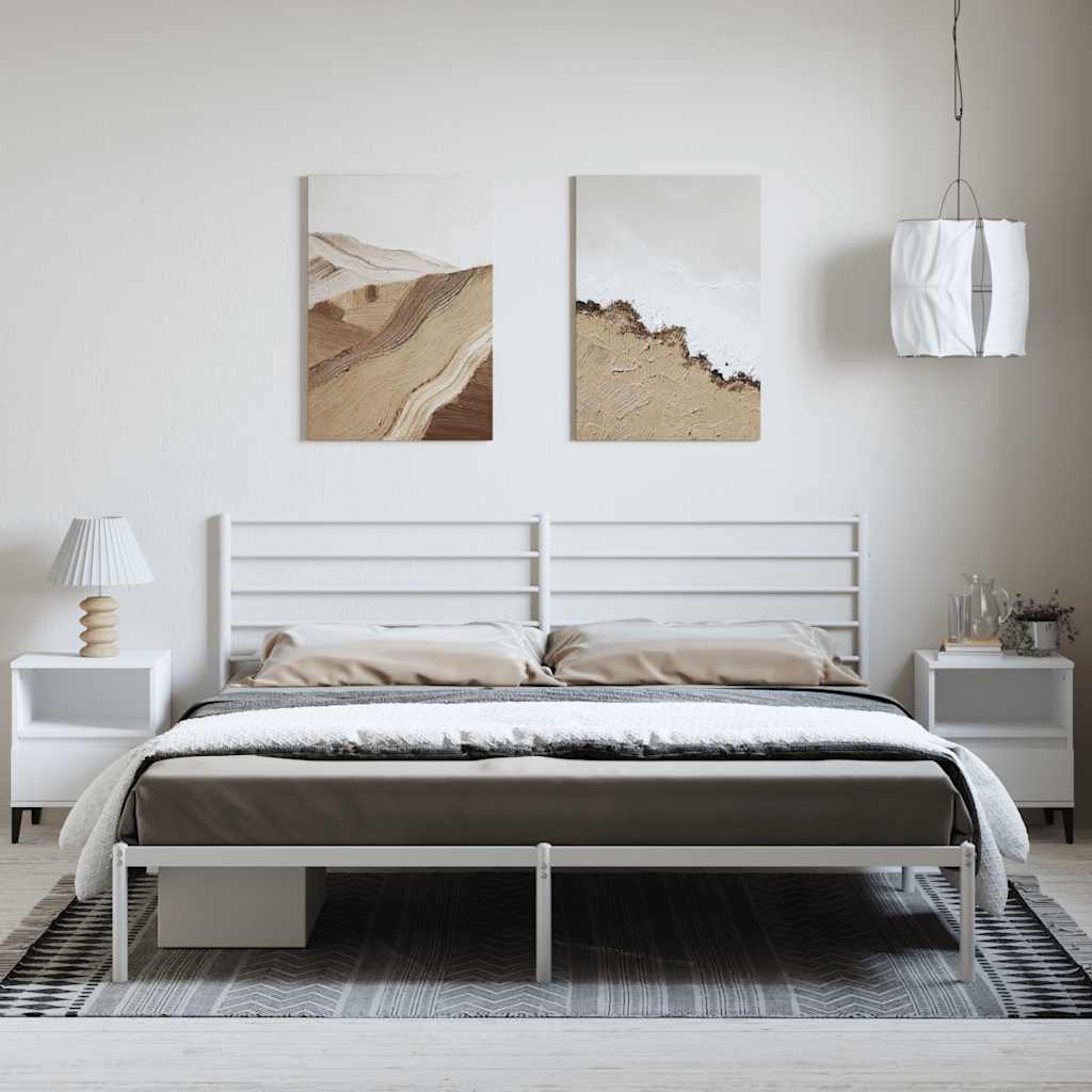 Bettgestell mit Kopfteil Metall Weiß 193x203 cm