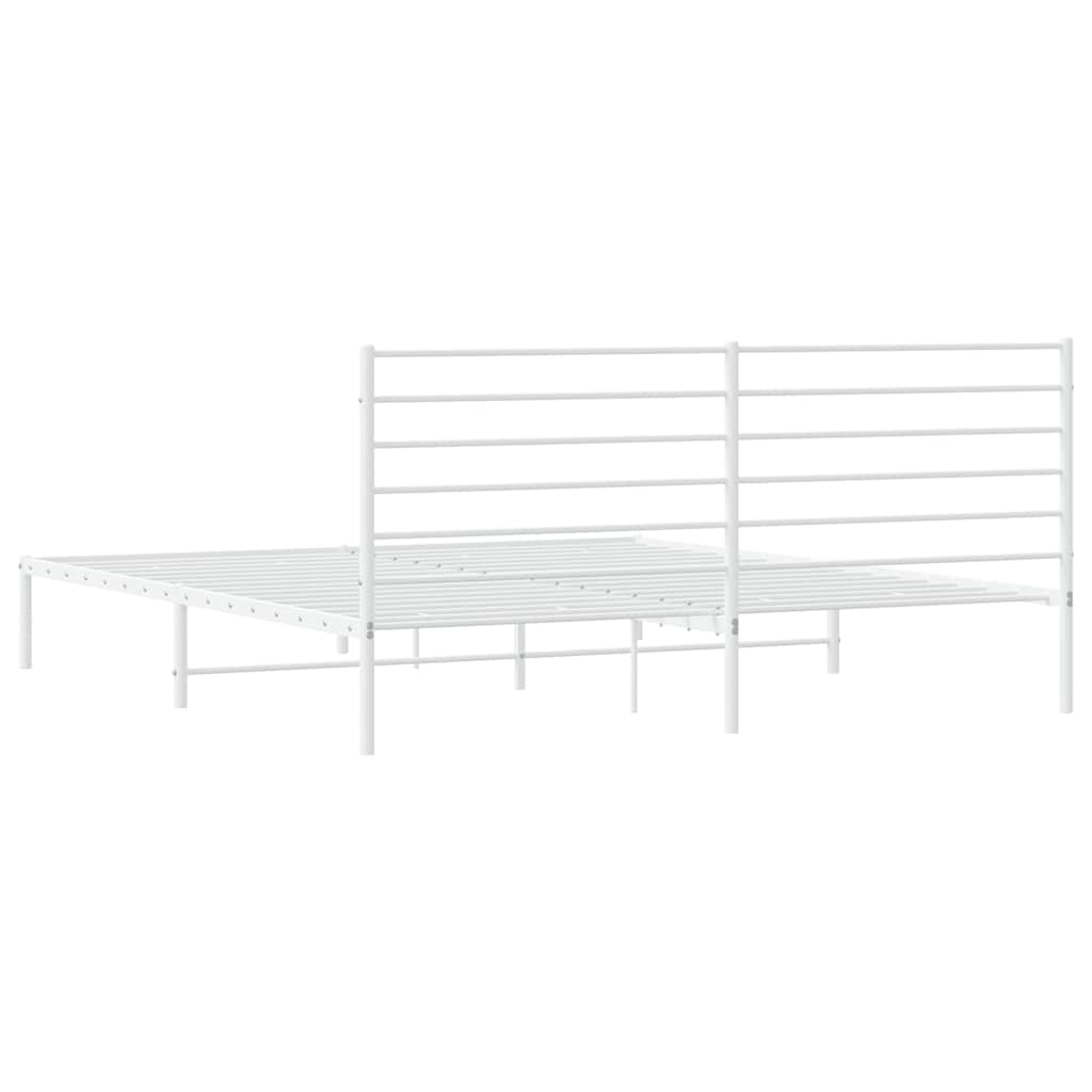Bettgestell mit Kopfteil Metall Weiß 193x203 cm