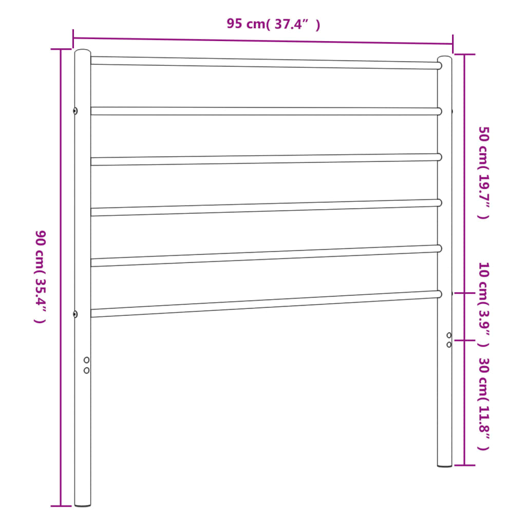 Ersatz-Kopfteil Metall Weiß 90 cm