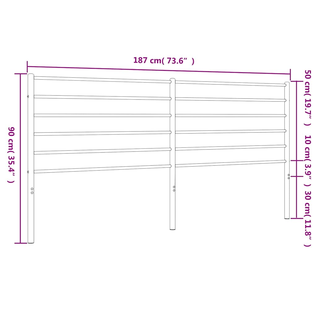 Ersatz-Kopfteil Metall Weiß 180 cm