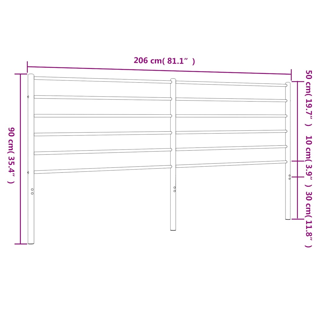 Ersatz-Kopfteil Metall Weiß 200 cm
