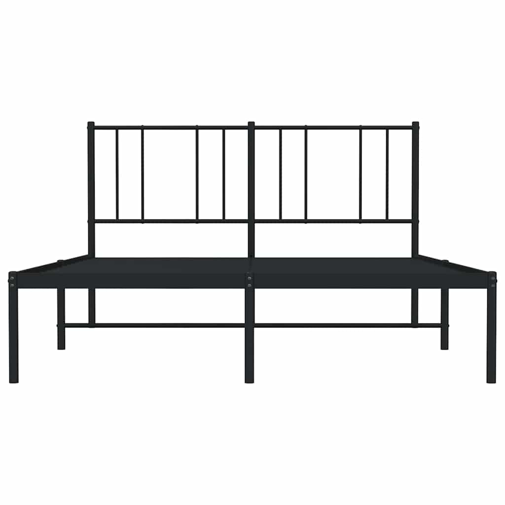Bettgestell mit Kopfteil Metall Schwarz 140x200 cm