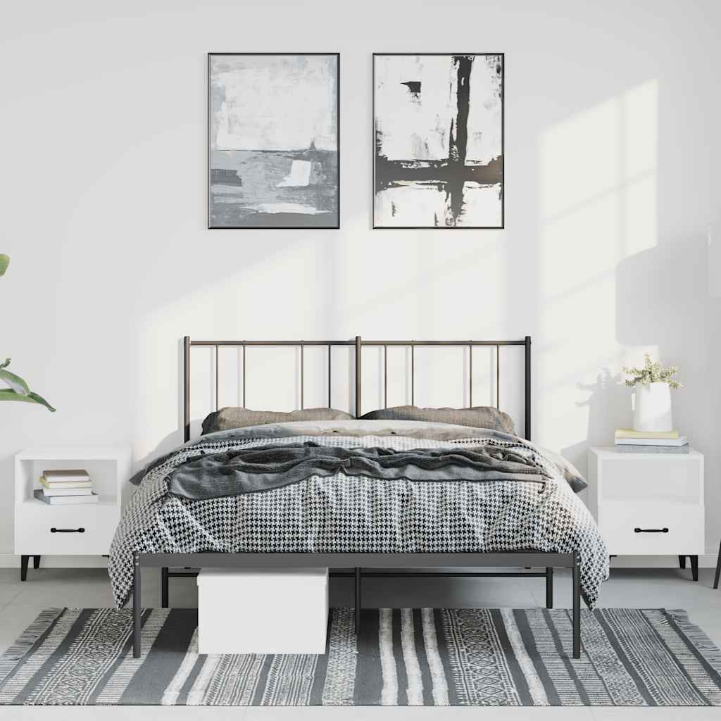 Bettgestell mit Kopfteil Metall Schwarz 150x200 cm
