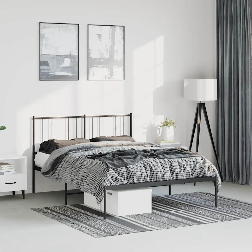 Bettgestell mit Kopfteil Metall Schwarz 150x200 cm